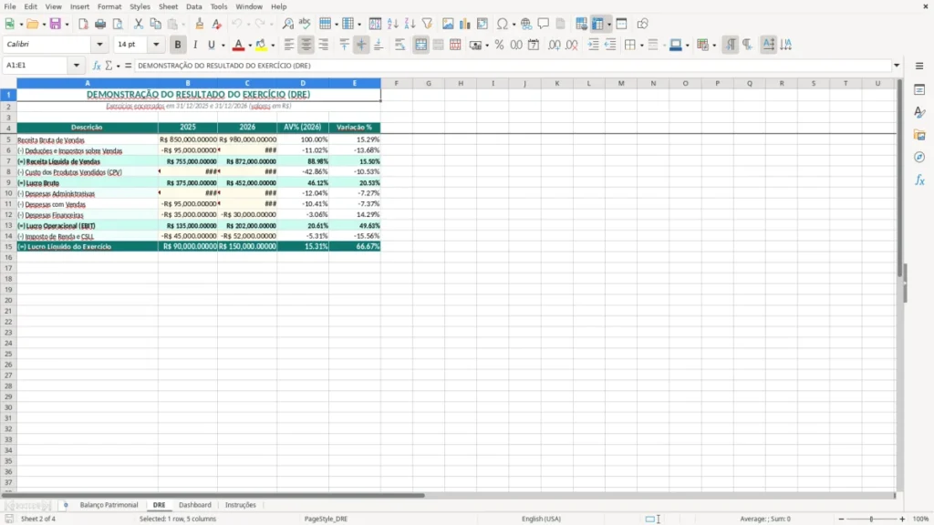 DRE – Balanço patrimonial e DRE Excel – Planilha grátis (2026)