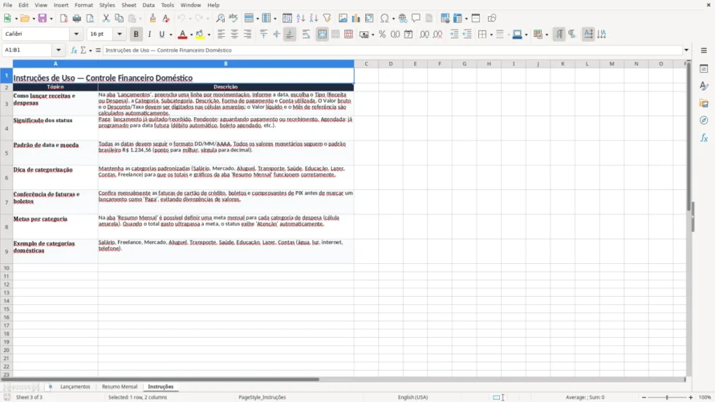 Instruções – Controle Financeiro Doméstico Excel – Planilha Grátis (2026)