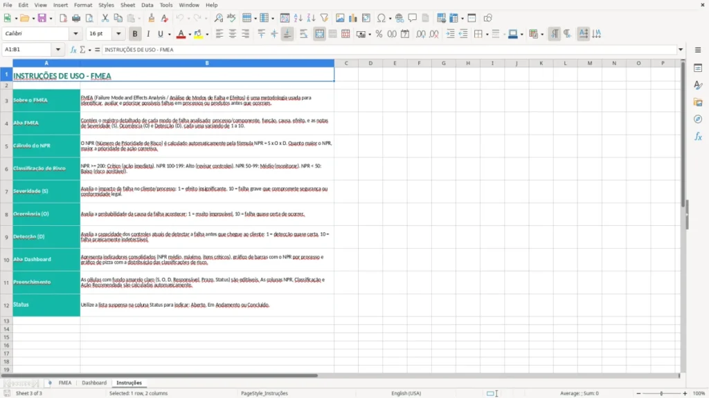 Instruções – FMEA Excel – Planilha Grátis (2026)