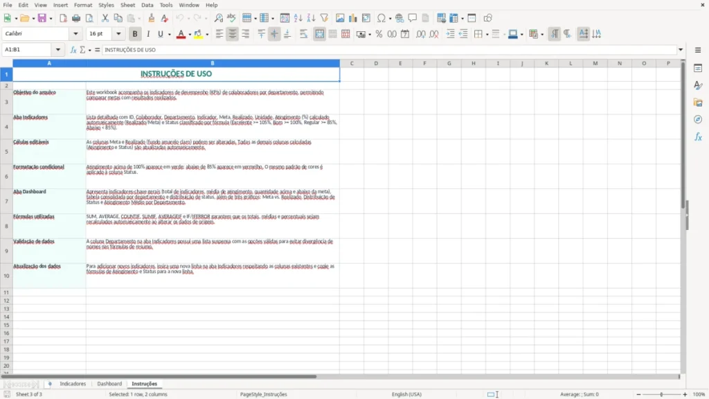 Instruções – Indicadores de desempenho Excel – Planilha Grátis (2026)