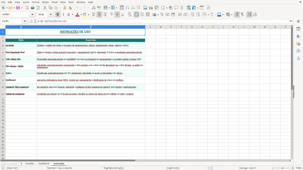 Instruções – Locação Equipamentos Excel – Planilha Grátis (2026)