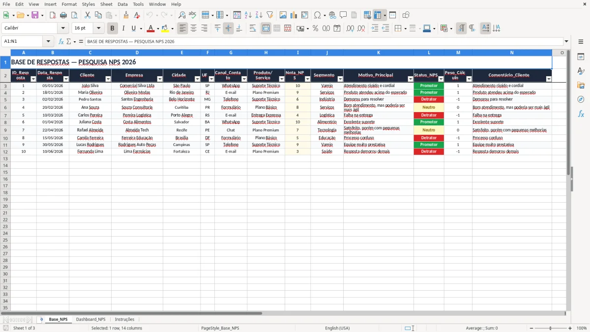 Captura 1: aba Base_NPS - Planilha Excel nps