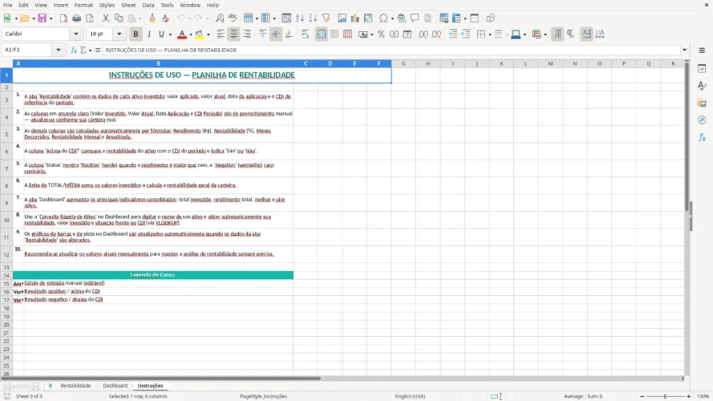 Instruções – Rentabilidade Excel – Planilha Grátis (2026)