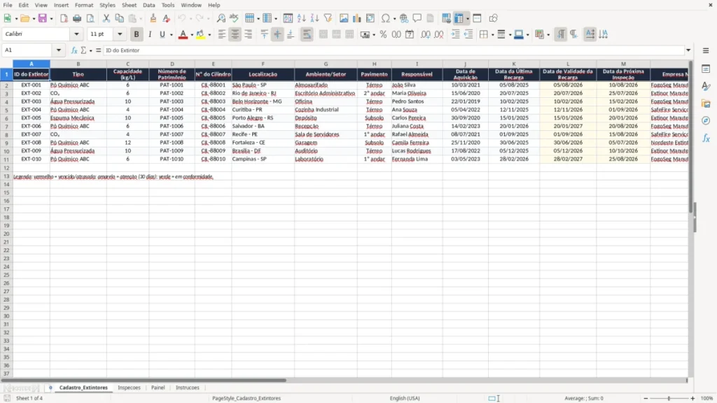 Cadastro_Extintores – Controle de Extintores em Excel