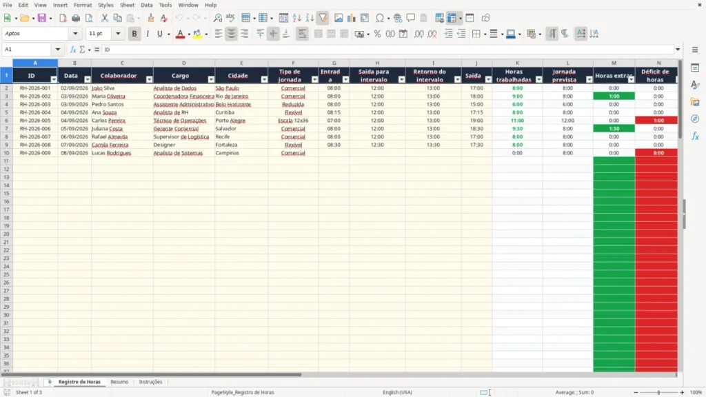 Registro de Horas – Controle de Horas Excel – Planilha Grátis (2026)