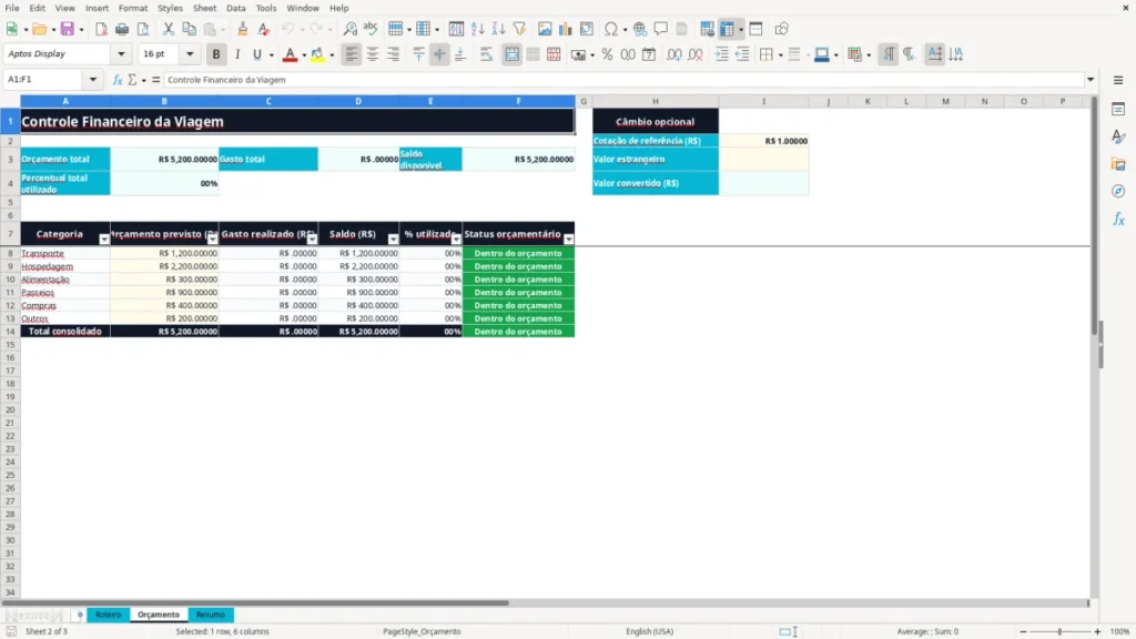 Orçamento – Roteiro de viagem Excel – Planilha grátis (2026)